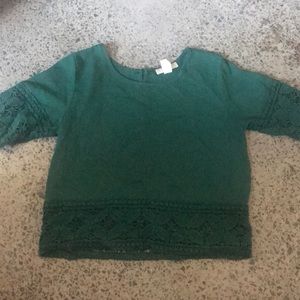 Green crop top with lace detailing